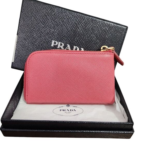 Prada Saffiano Metal Zip Around Key Holder (Peonia) - Picture 2 of 10